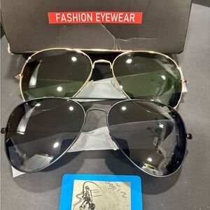 Men's Aviator Polarized Sunglasses - Black and Gold